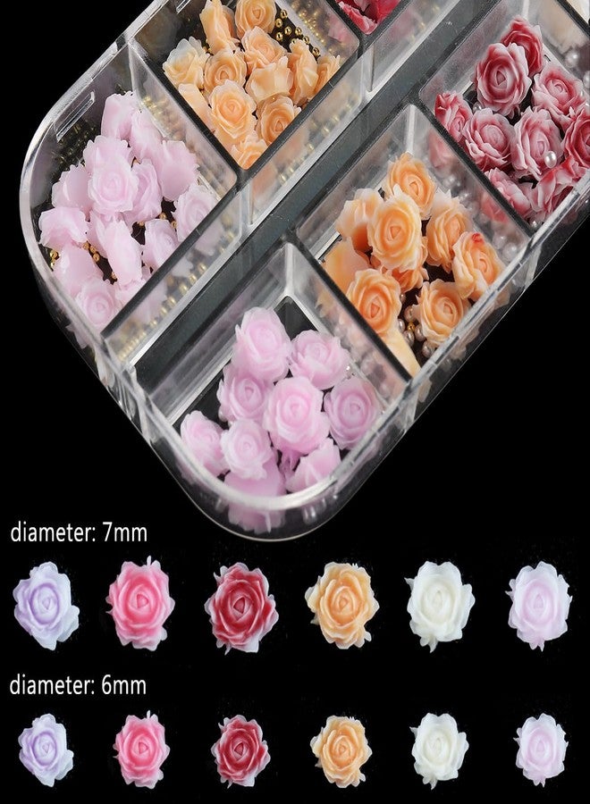 Fcozpjk 180PCS 3D Flowers Nail Charms - Flat-Back Resin Rose Camellia Flower Nail Art Decoration for Wedding Bride Manicure Supplies - Image 2